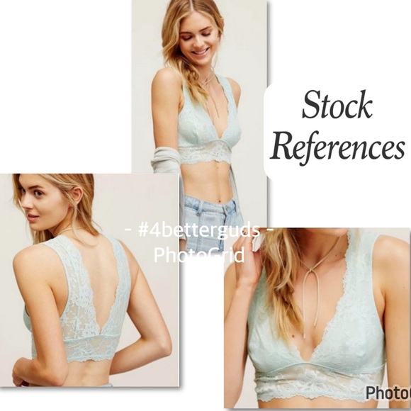 FP Intimately Free People Gallon Lace Deep V-neck Bralette Misty Mint XS TP - Picture 3 of 16